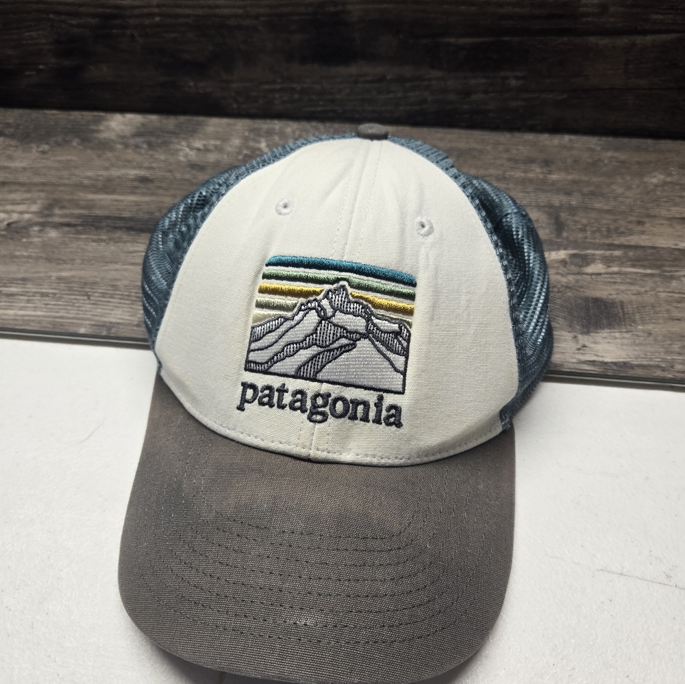 Vtg‎ Patagonia Hat Cap Snapback Patch Logo Black Trucker Mesh Adult Mens